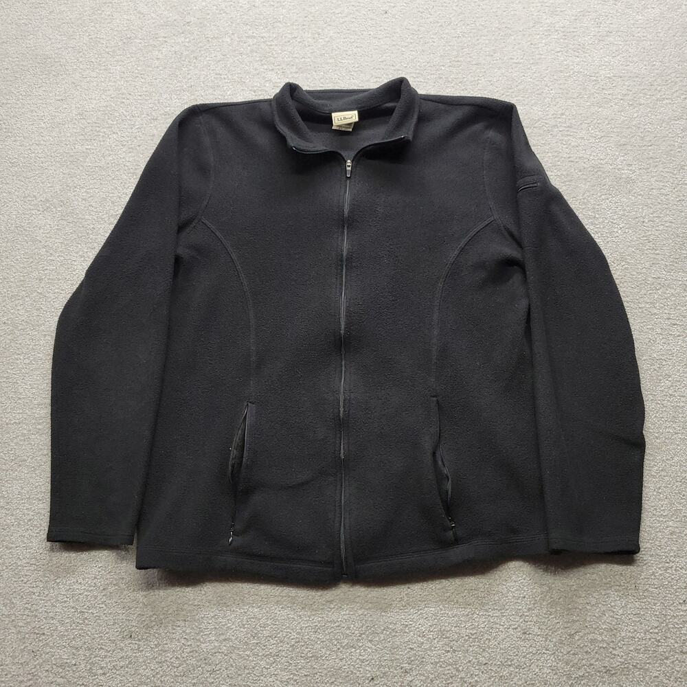 L.L.Bean Men’s Large Regular Black Full Zip Fleece Jacket Outdoor Zip Pockets